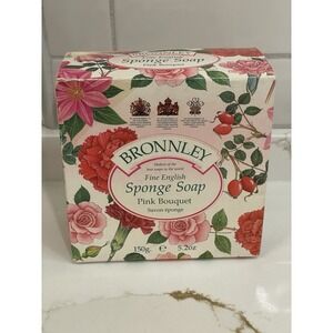 Vintage Bronnley Pink Bouquet Sponge Bar Soap Floral Rope English 5.2‎ oz/150 g